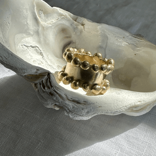 Kelp Rings: hand carved in wax and cast in brass, inspired by the wonderful bobbled kelp seaweed.