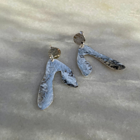 Sycamore Earrings: sycamore seed shaped earrings handmade in recycled silver