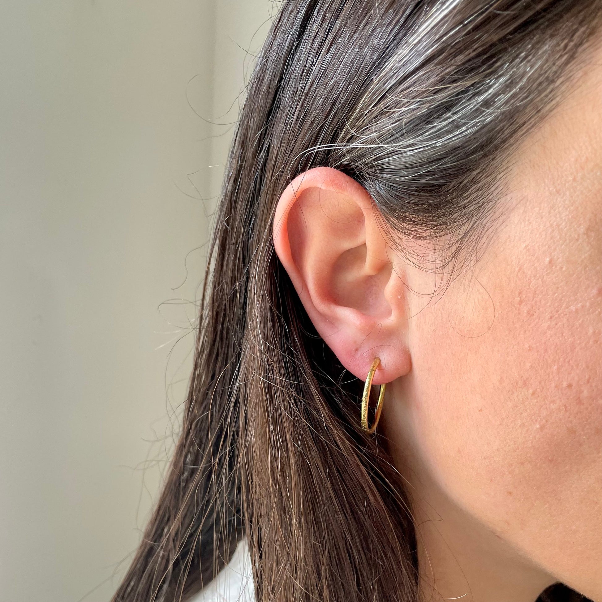 Textured Hoops: handmade recycled brass hoop earrings