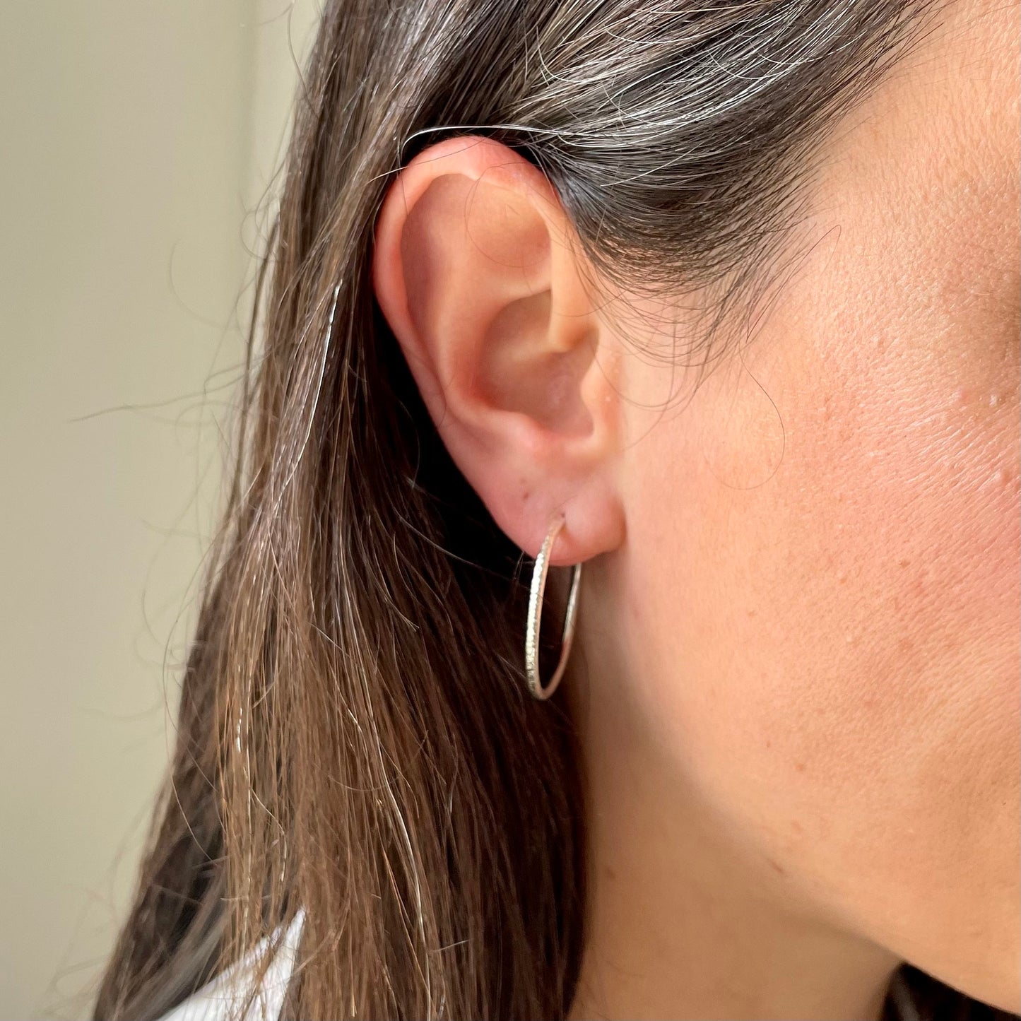 Textured Hoops: handmade recycled silver hoop earrings