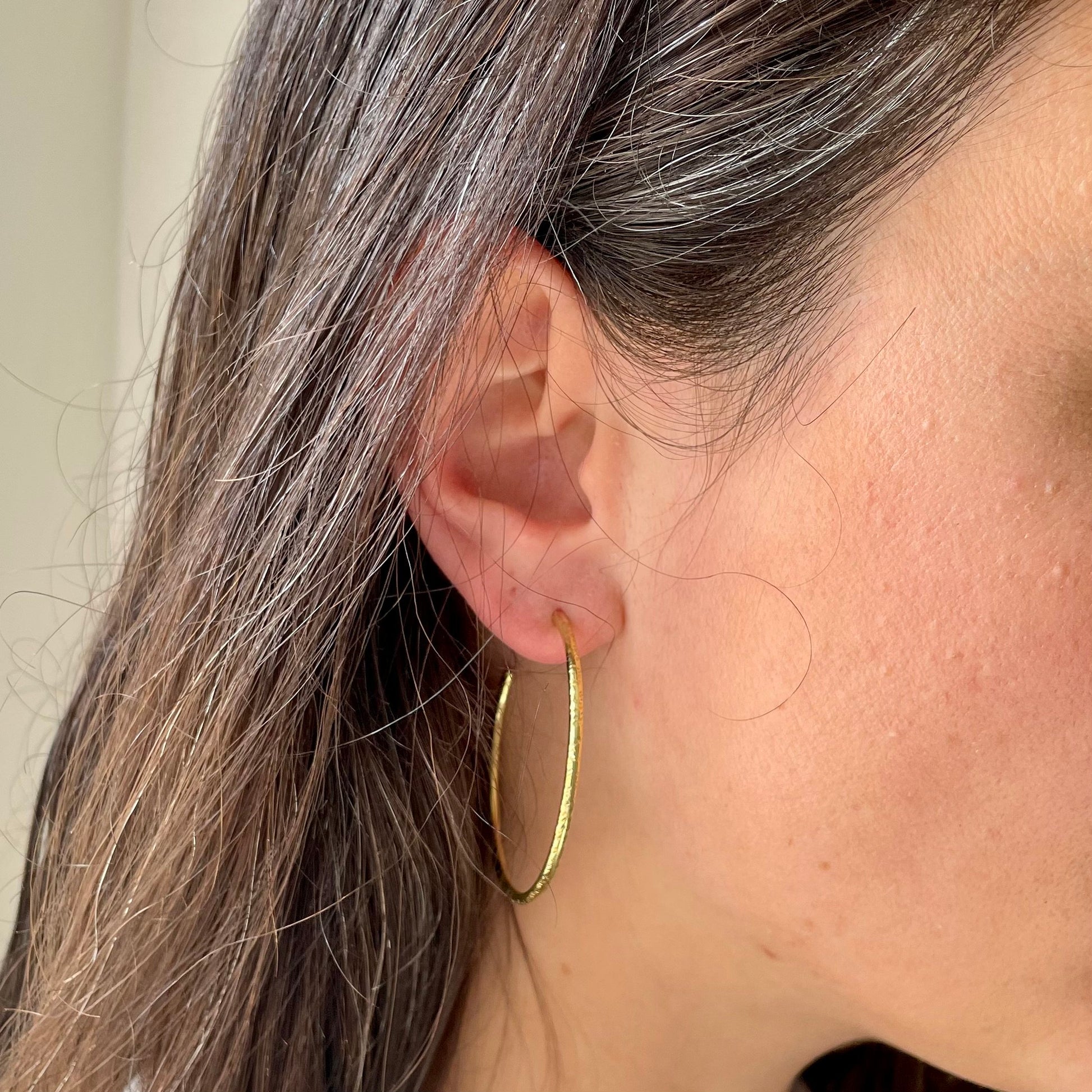Textured Hoops: handmade recycled brass hoop earrings