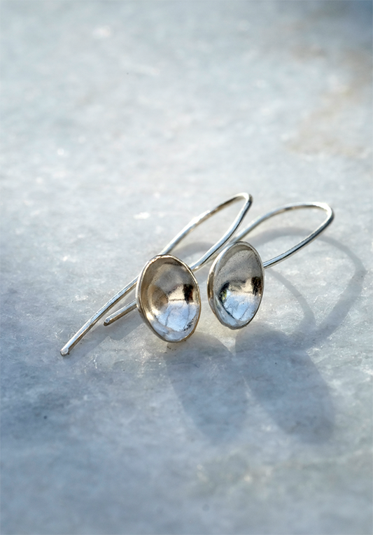 Lily Earrings: recycled silver bowl shaped earrings on wires.