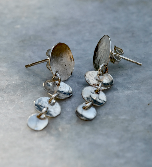 Esme Earrings: handmade earrings of four little recycled silver discs graduated in size.