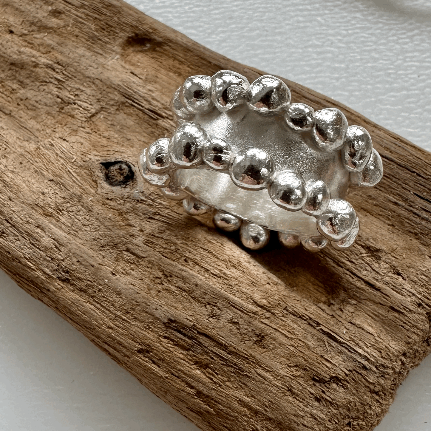 Kelp Rings: hand carved in wax and cast in silver, inspired by the wonderful bobbled kelp seaweed.